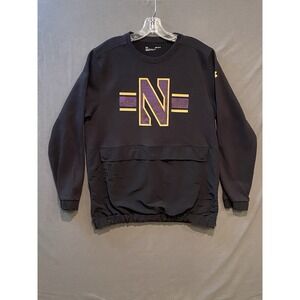 Under Armour Northwestern Sweatshirt Mens M Black Mixed Media Graphic Pocket